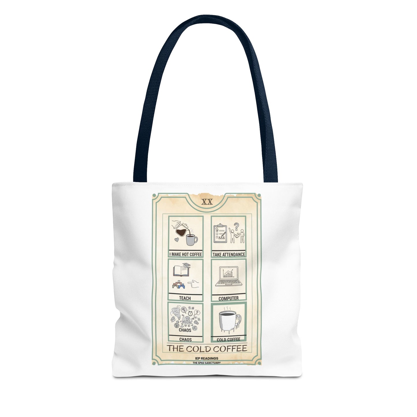 Tote Bag Tarot Coffee — "The Cold Coffee" Illustrated Aesthetic Tote | SPED Sanctuary Tote