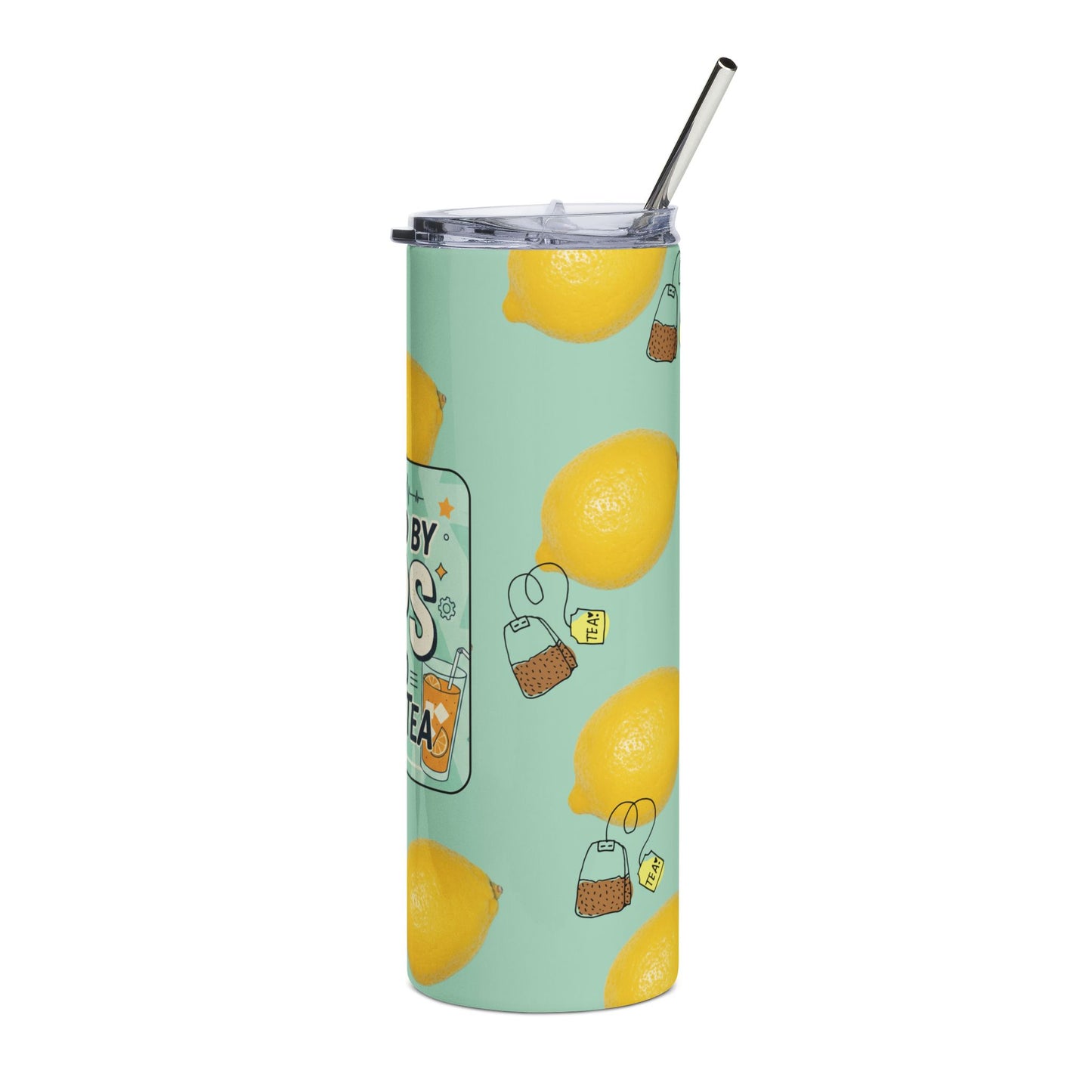 Fueled by IEPs and Iced Tea 20oz Stainless Steel Tumbler — Teacher Appreciation Lemon Design
