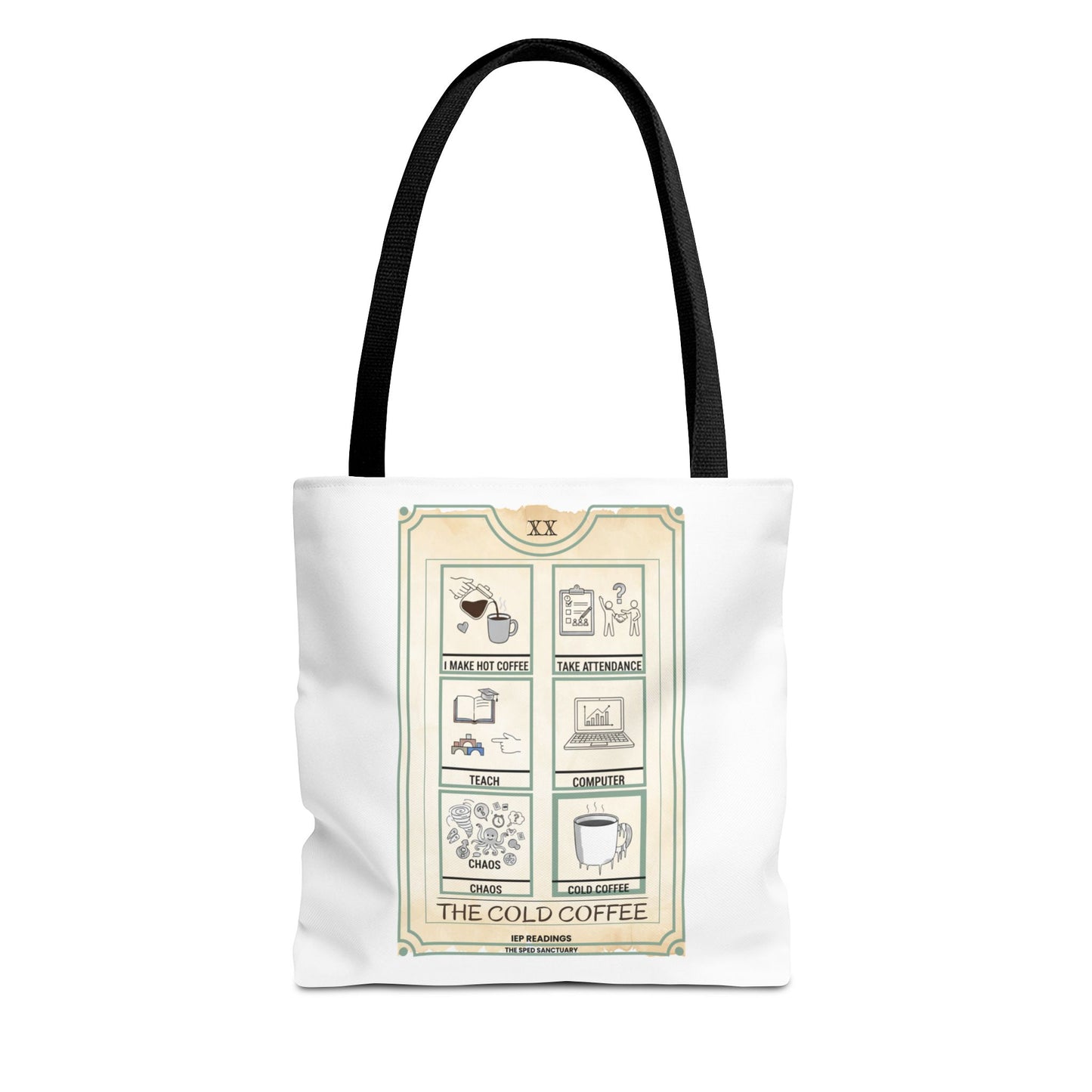 Tote Bag Tarot Coffee — "The Cold Coffee" Illustrated Aesthetic Tote | SPED Sanctuary Tote