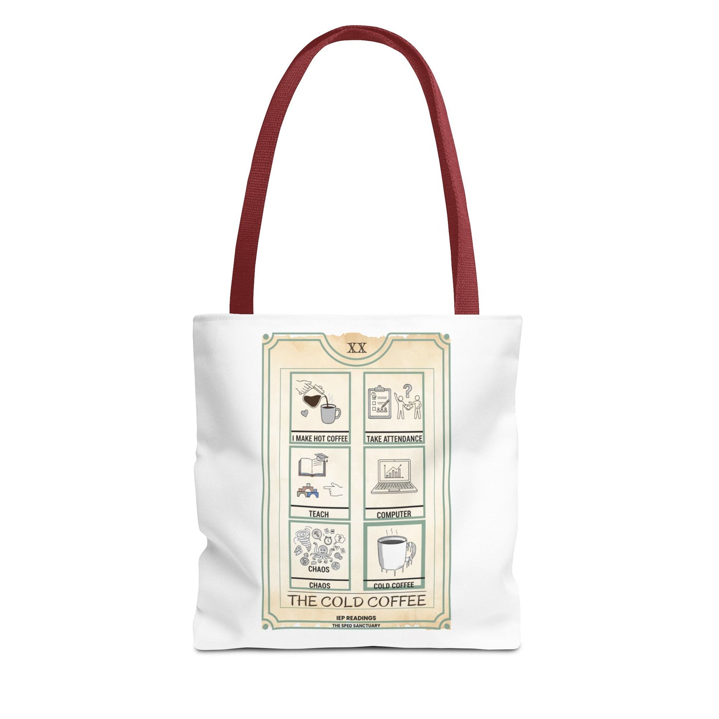 Tote Bag Tarot Coffee — "The Cold Coffee" Illustrated Aesthetic Tote | SPED Sanctuary Tote