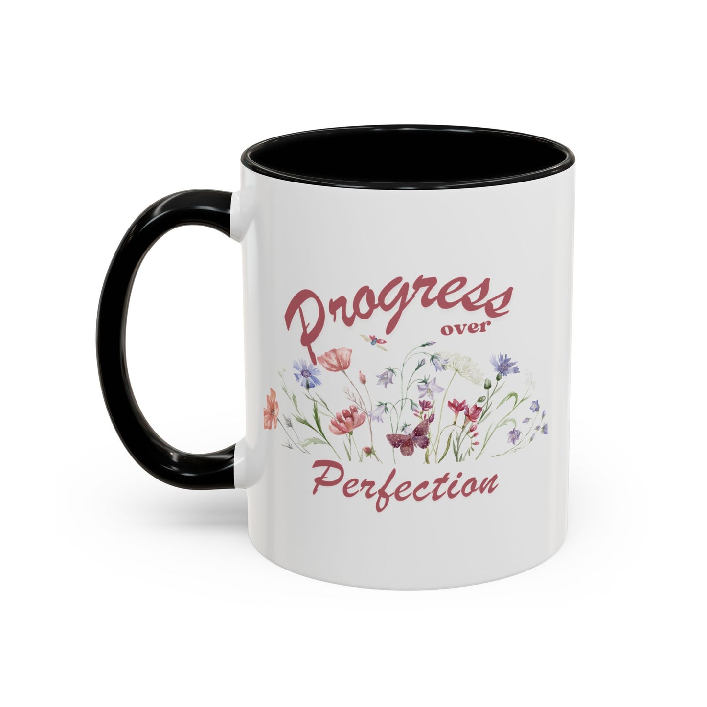 'Progress Over Perfection' Floral Accent Coffee Mug — 11/15oz | SPED Sanctuary Mug
