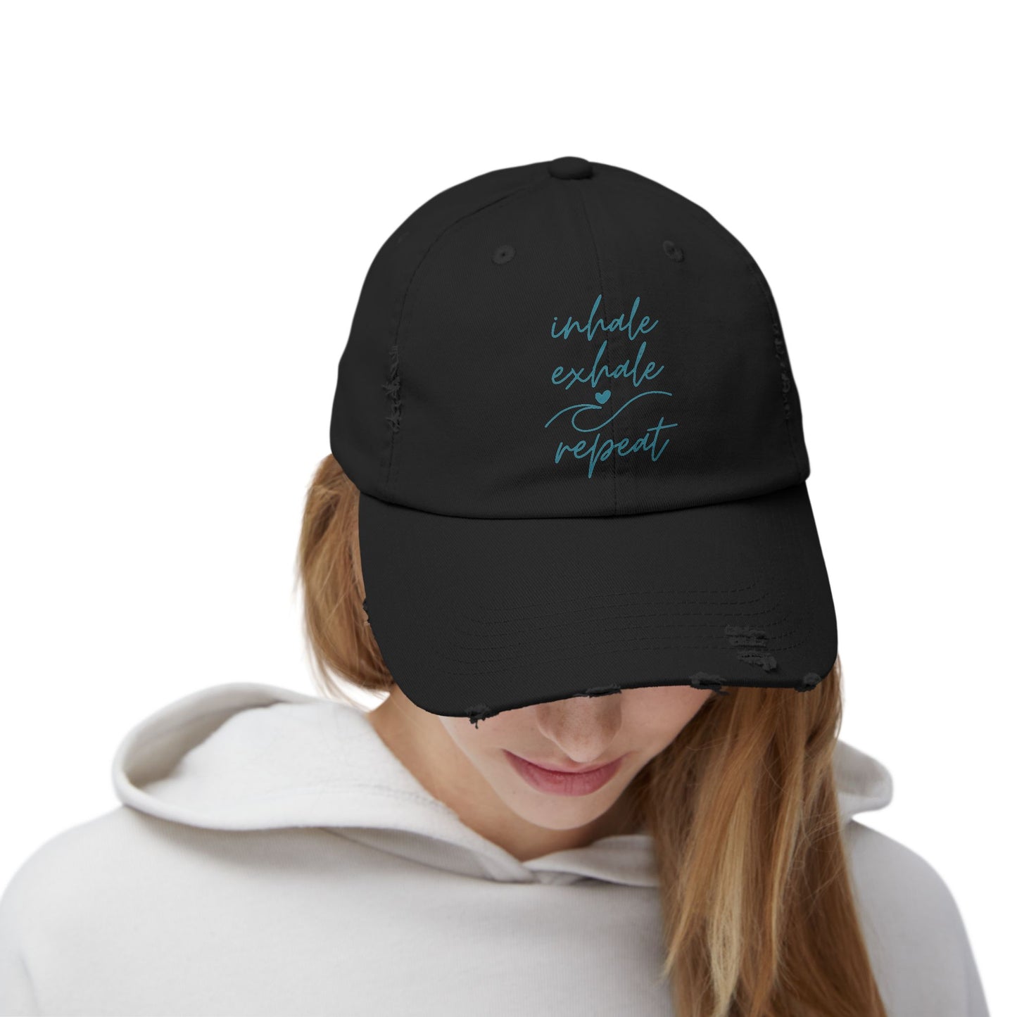 Distressed Baseball Cap — “Inhale Exhale Repeat” | The SPED Sanctuary Cap