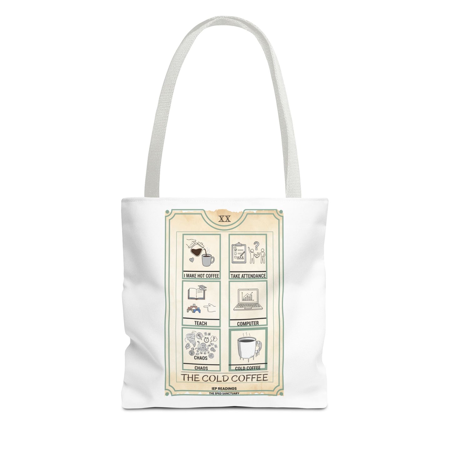 Tote Bag Tarot Coffee — "The Cold Coffee" Illustrated Aesthetic Tote | SPED Sanctuary Tote