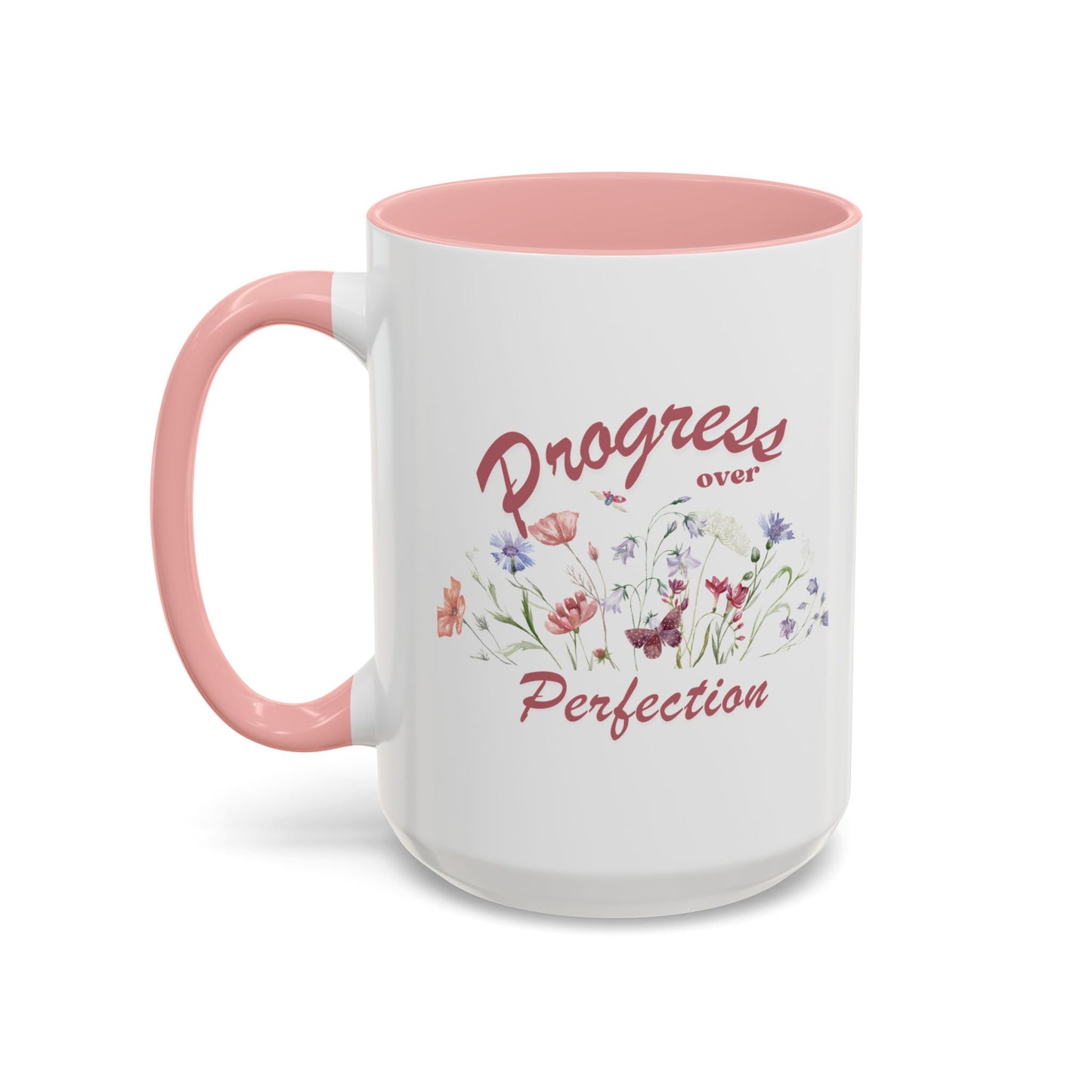 'Progress Over Perfection' Floral Accent Coffee Mug — 11/15oz | SPED Sanctuary Mug