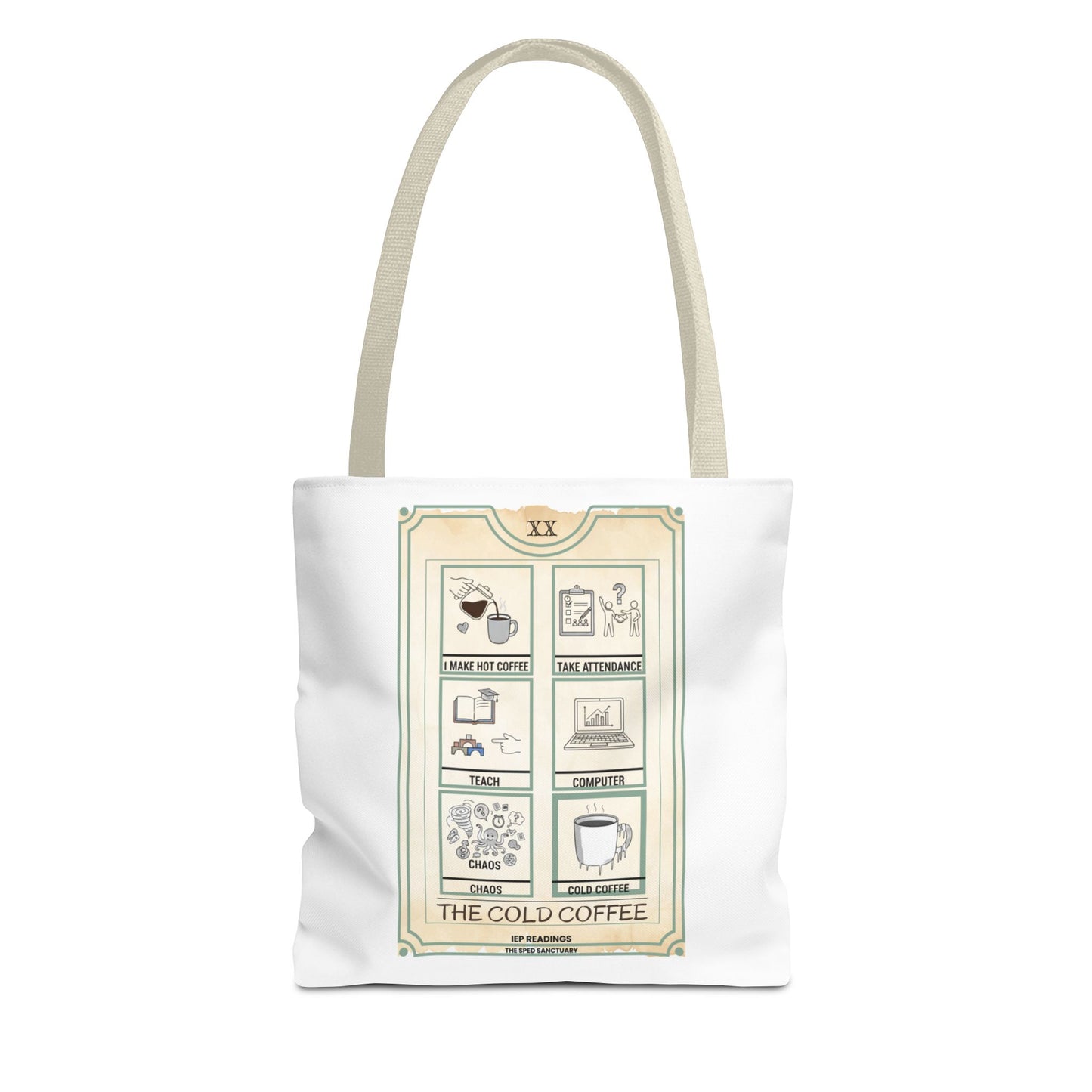Tote Bag Tarot Coffee — "The Cold Coffee" Illustrated Aesthetic Tote | SPED Sanctuary Tote