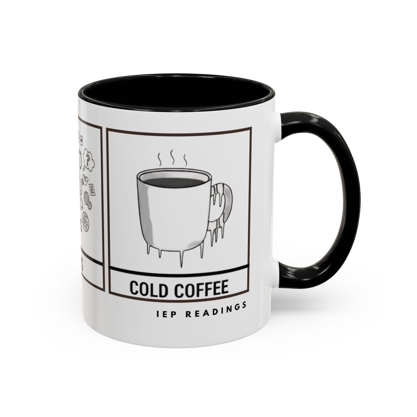Coffee Mood Mug — Illustrated 'Cold Coffee / Chaos' Accent Ceramic Mug (11 oz) | SPED Sanctuary Mug