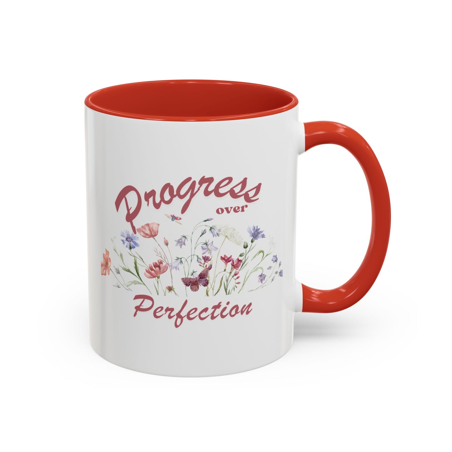 'Progress Over Perfection' Floral Accent Coffee Mug — 11/15oz | SPED Sanctuary Mug