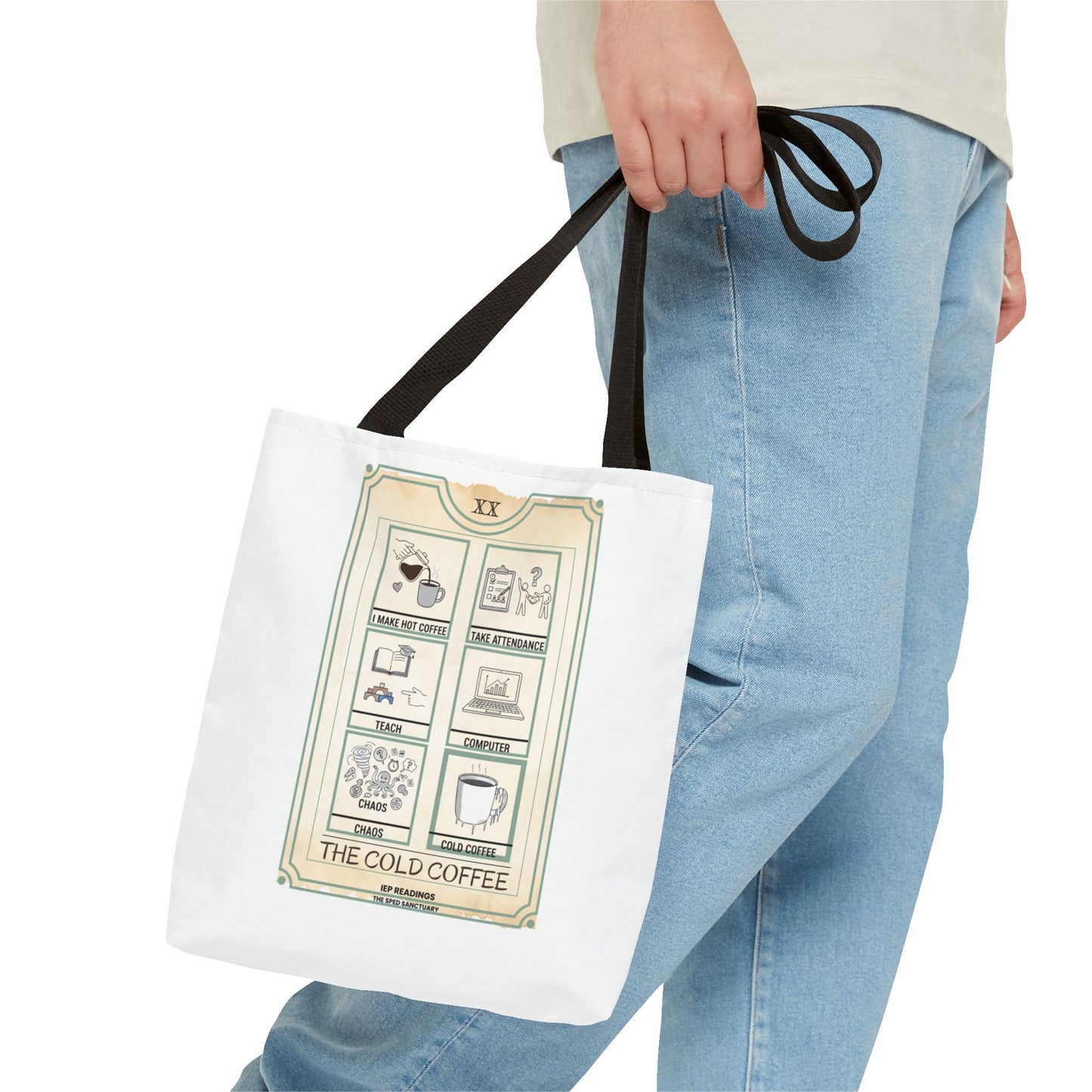 Tote Bag Tarot Coffee — "The Cold Coffee" Illustrated Aesthetic Tote | SPED Sanctuary Tote