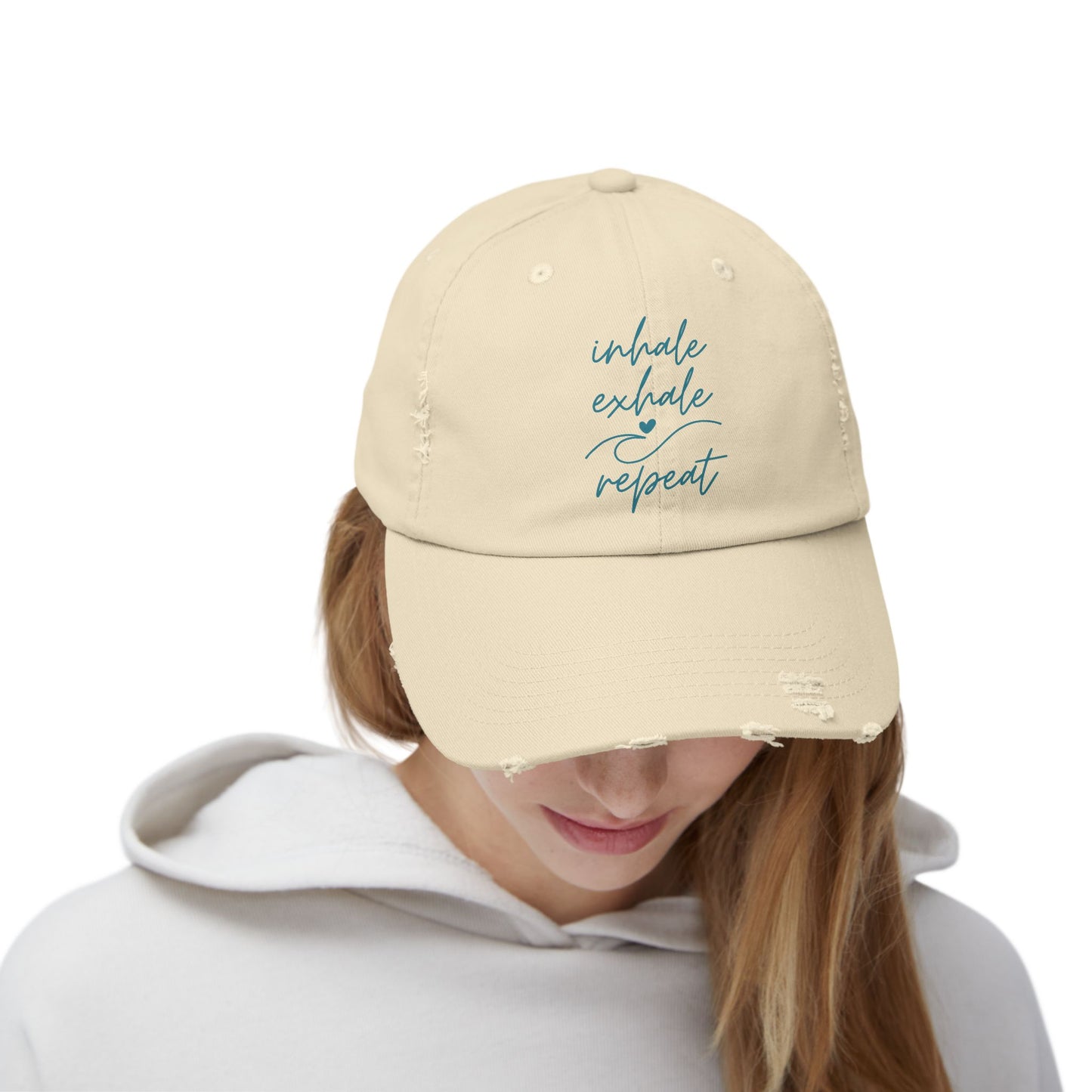 Distressed Baseball Cap — “Inhale Exhale Repeat” | The SPED Sanctuary Cap