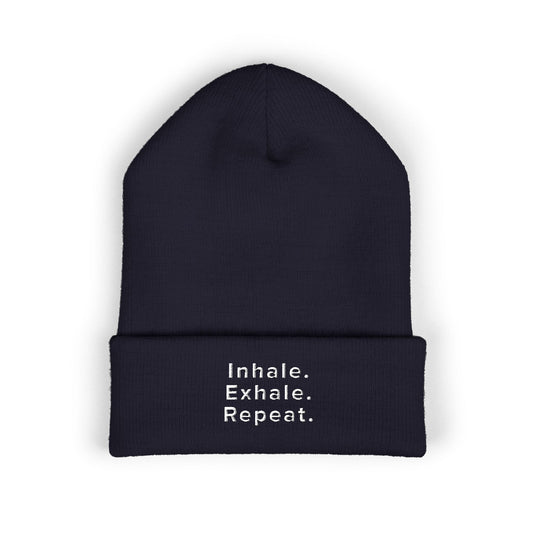 Embroidered Cuffed Beanie 'Inhale. Exhale. Repeat.' | The SPED Sanctuary Beanie