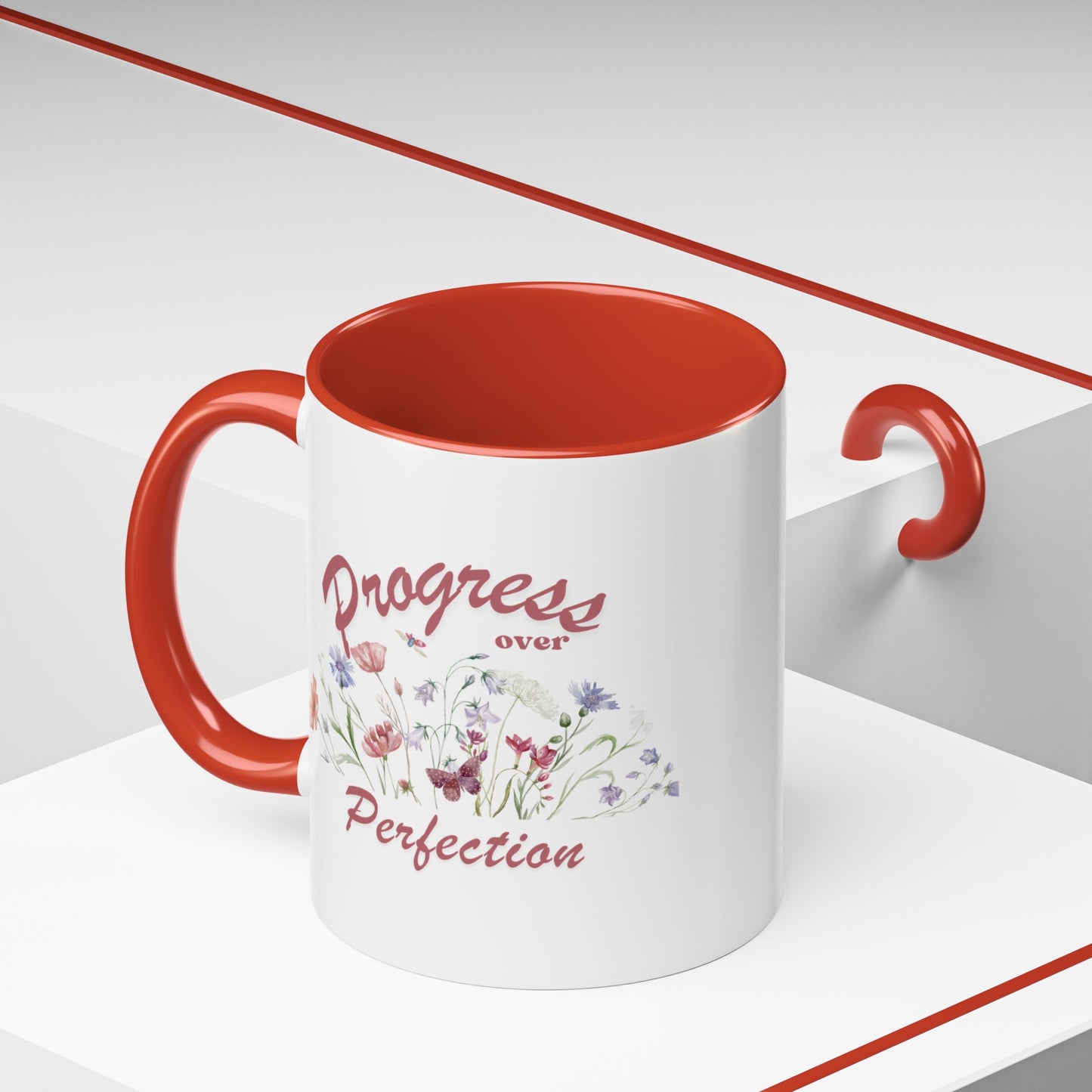 'Progress Over Perfection' Floral Accent Coffee Mug — 11/15oz | SPED Sanctuary Mug