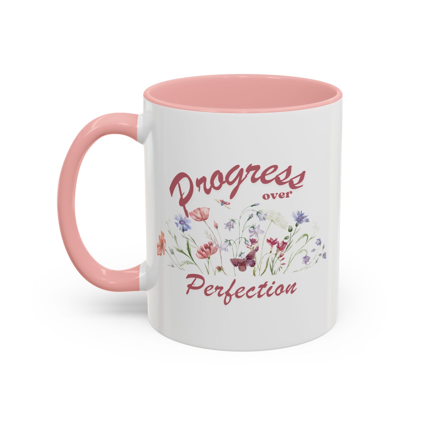 'Progress Over Perfection' Floral Accent Coffee Mug — 11/15oz | SPED Sanctuary Mug